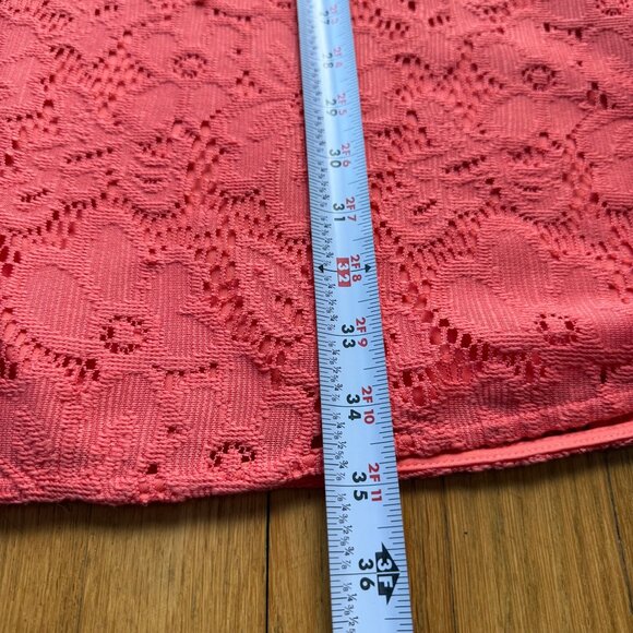 Donna Morgan Size 6 Coral Pink Sleeveless Tent Lace Overlay Trapeze Mini Dress - Picture 10 of 15